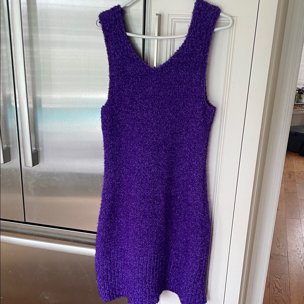 A purple knit sweater dress, large